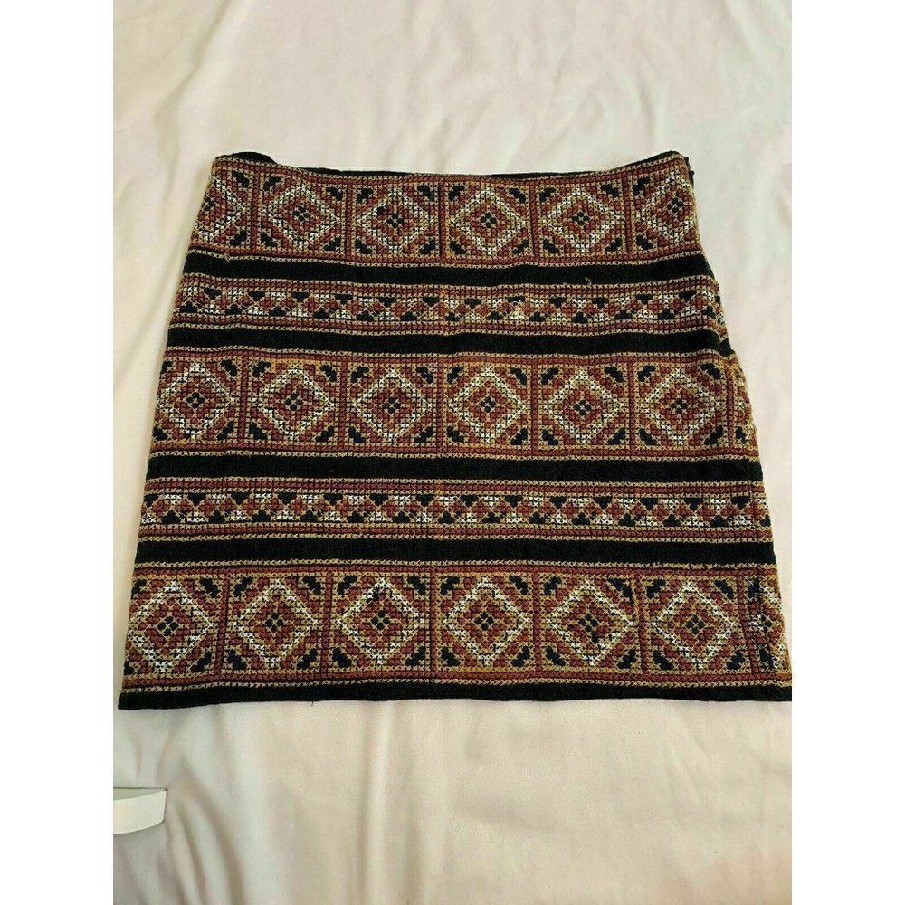 Stella Forest Paris Womens New Embroidered Black Beige Mini Skirt 36 Xs US 2